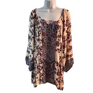 Plus Size Boho Blouse Size 2X ONEWORLD flowy top cute floral print